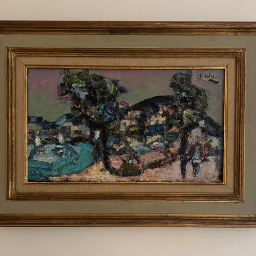 Abstract Expressionist Landscape By Yvette Alde 1911 -1967 