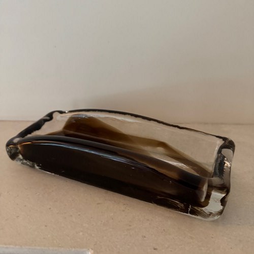 French Brown And Clear Glass Rectangular Vide Poche