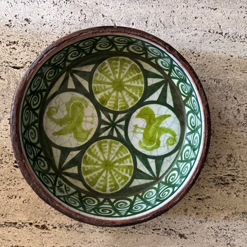 Glazed Ceramic And Leather Bound Bowl C.1950’S