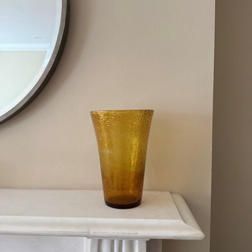 Amber Bubble Glass Vase. French C.1960’S