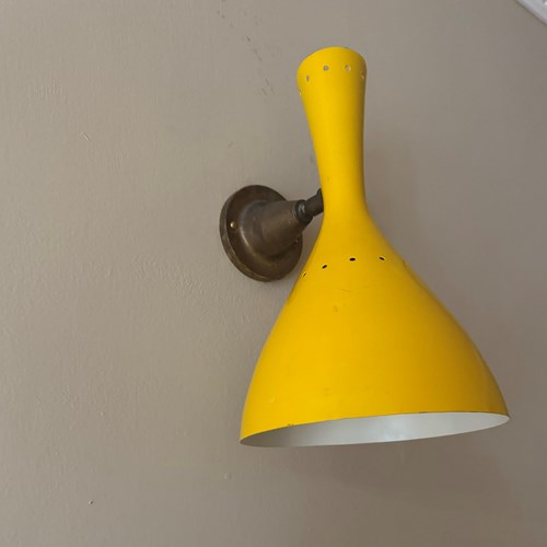 A 1950’S Italian Yellow Enamel And Gilt Metal Adjustable Wall Light/Applique