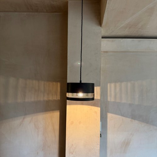 French 1950’S Black Metal Pendant Light