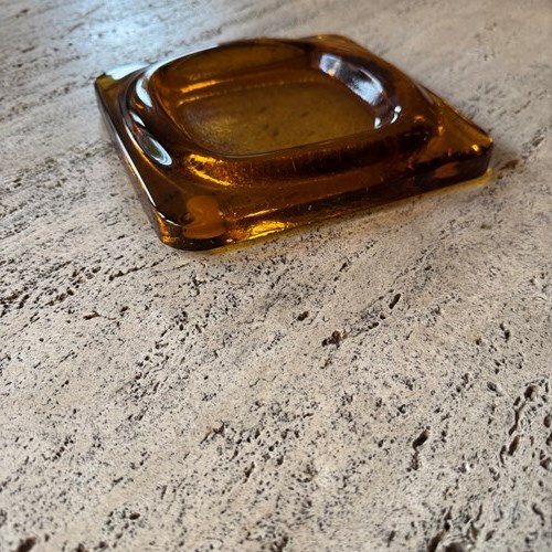 French Saint Gobain Amber Coloured Glass Vide Poche