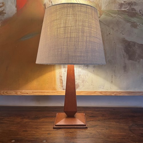 A French 1940’S Tan Coloured Leather Lamp