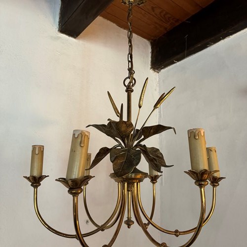 French Bronze Chandelier Attributed To Maison Charles C.1970’S