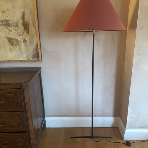 French 1950’S Black Metal Floor Lamp