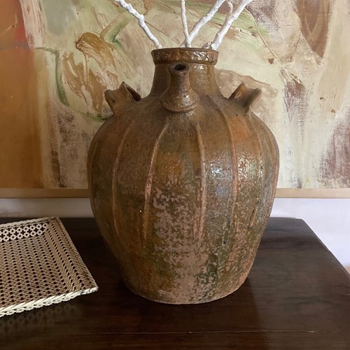 Large Glazed Terracotta Walnut Oil Jar/Vessel