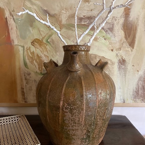 Large Glazed Terracotta Walnut Oil Jar/Vessel