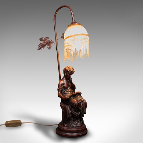 Vintage Decorative Lamp, French, Bronzed, Figural Light, Art Nouveau Revival