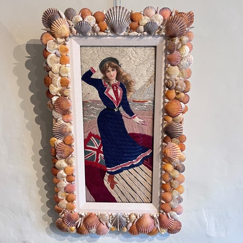 Late Victorian Or Edwardian Woolwork ‘Woolie’ With Sailor Girl