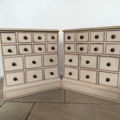 Pair of English spice drawer bedroom chests circa 1850
