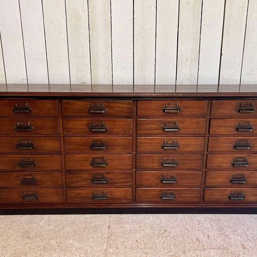 English mahogany bank of drawers circa 1900