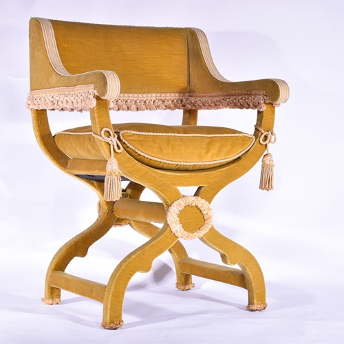 Velvet Savonarola Armchair