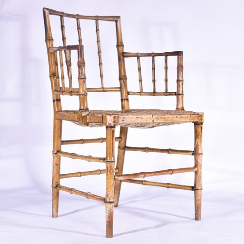 Regency Faux-Bamboo Armchair