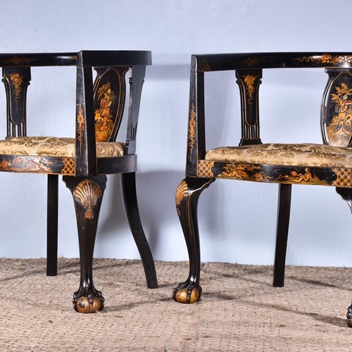 Pair Of Chinoiserie Decorated Tub Chairs