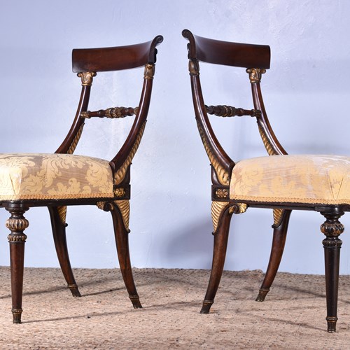 Pair Of Regency Rosewood & Parcel Gilt Chairs