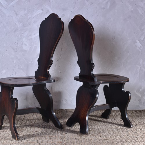Pair Of George III Sgabello Hall Chairs