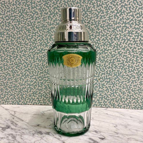 Rare 1950'S Val St. Lambert Green Crystal Cocktail Shaker