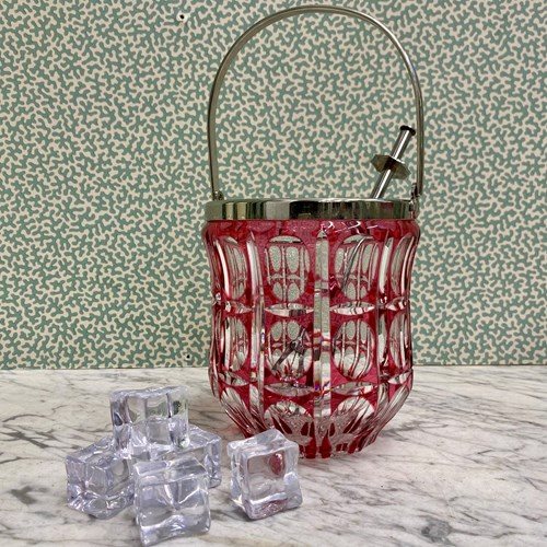 1950'S Val St. Lambert Pink Crystal Ice Bucket