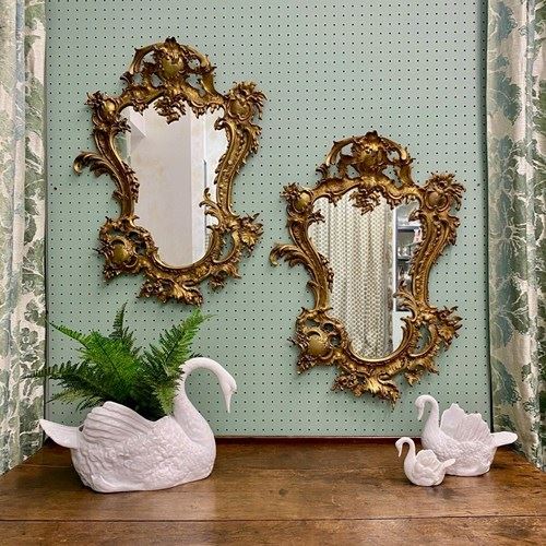 Pair Of Victorian Gilt Bronze Mirrors C.1880