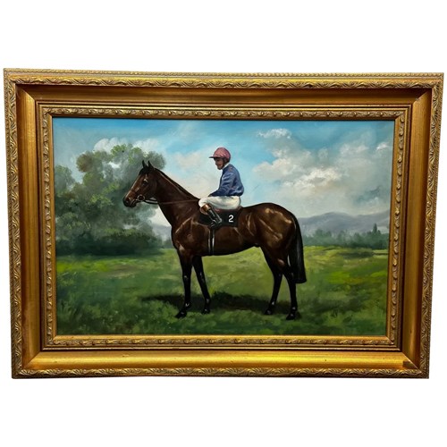 Oil Painting Jockey Joe Mercer On No 2 Race Horse Brigadier Gerard