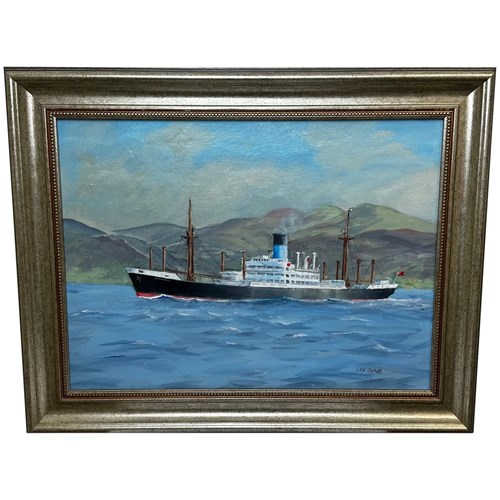 Marine Oil Painting Refrigerated Cargo Ship Autolycus In Clyde