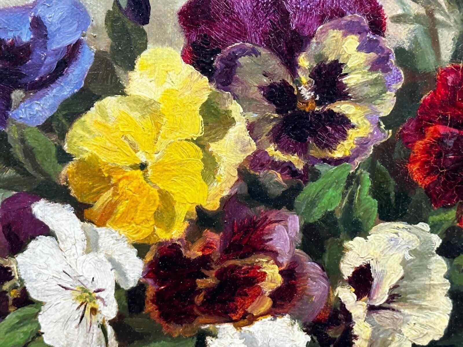 Vintage Pansy Flower Oil on Board outlet Paining, Signed on the back.