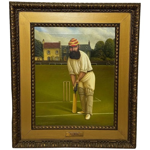 Victorian Oil Painting Portrait Cricketer William Gilbert Grace