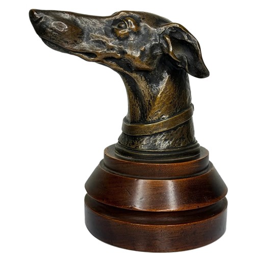 Greyhound Dog Bronze Car Mascot Sculpture Emile Brégeon