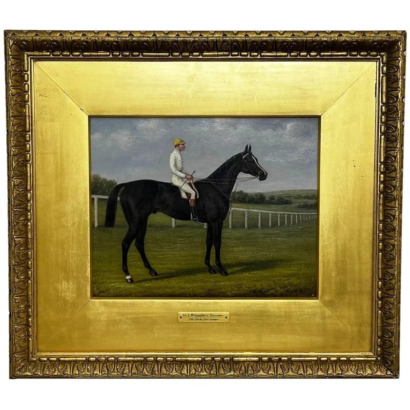 19Th Century Oil Painting Race Horse Harvester & Jockey 1884 Derby Winner-cheshire-antiques-consultant-harvester-main-638294205914518074.jpg