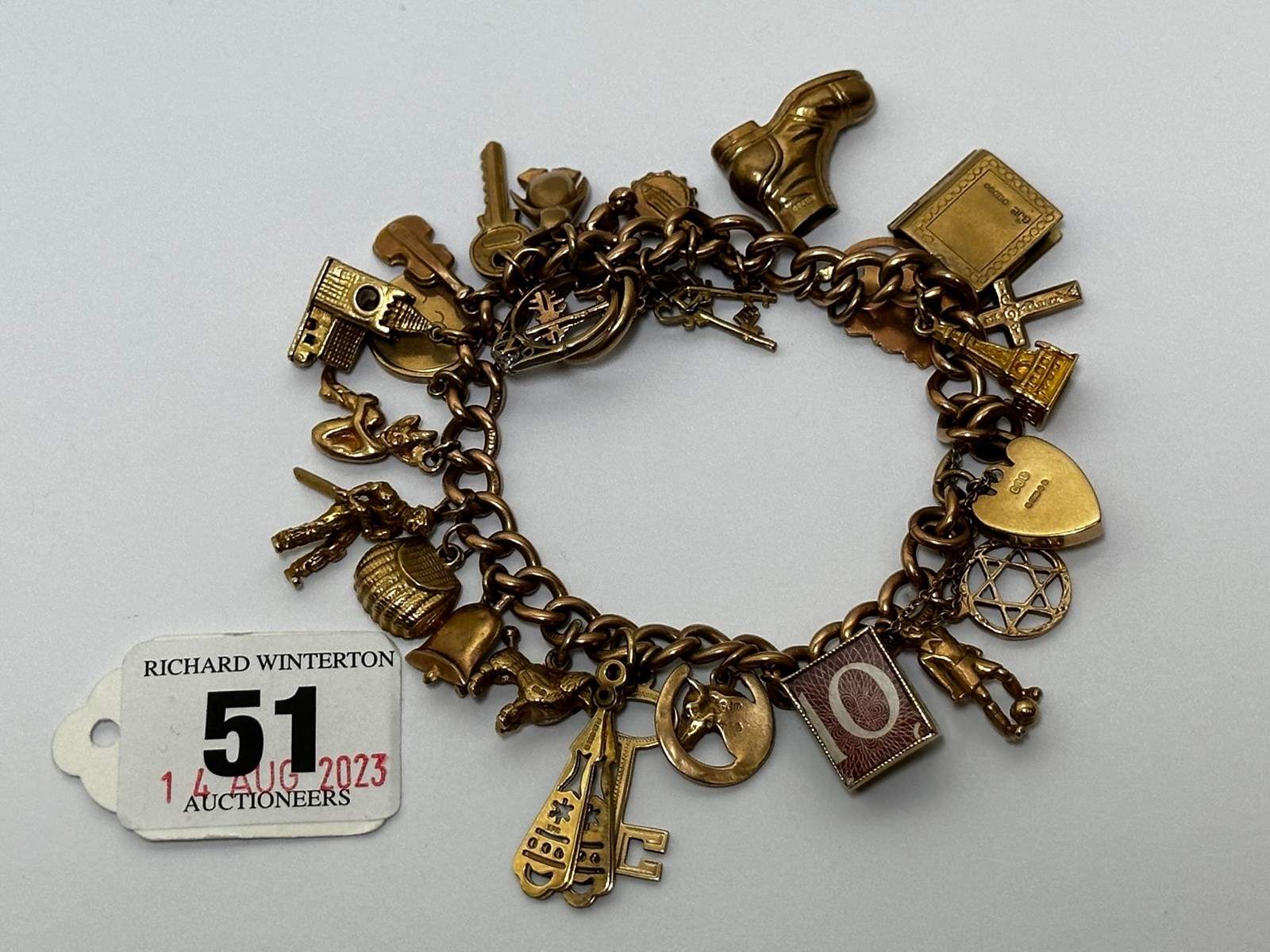 Antique Gold Heavyweight Link Bracelet | Old-World Cross & Swarovski Charm  - Clothed with Truth