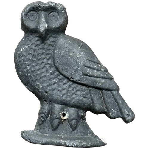 Small Antique Lead Tawny Owl Garden Wall Sculpture