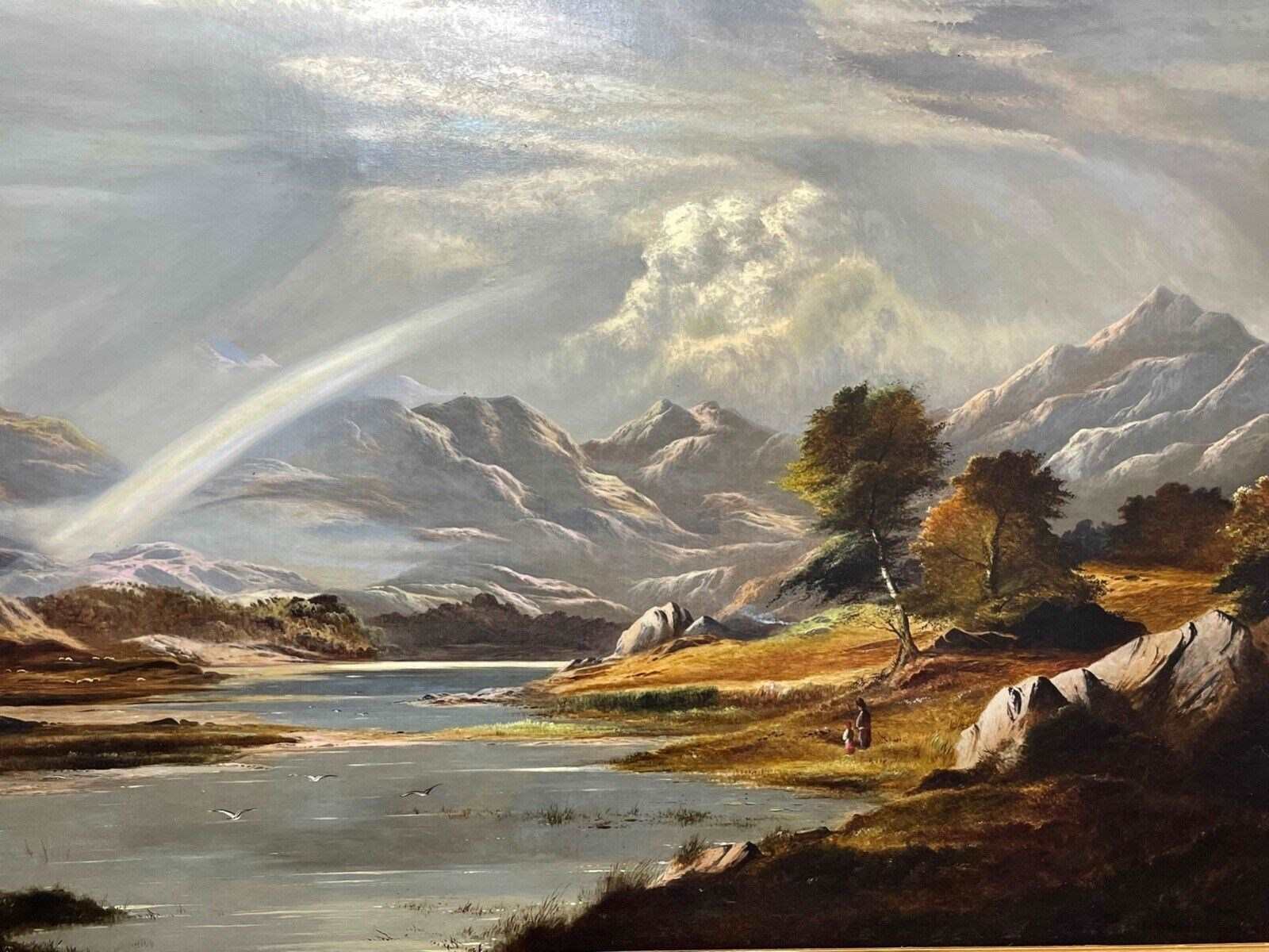 Huge Oil Painting Landscape Summer Shower Passing Snowdonia By