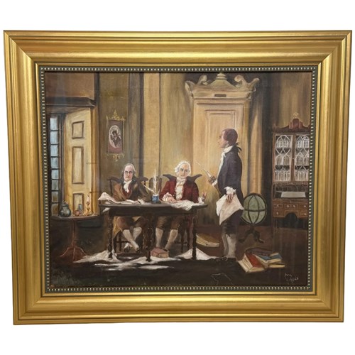 Oil Painting Franklin, Adams, Jefferson Drafting The Declaration Of Independance