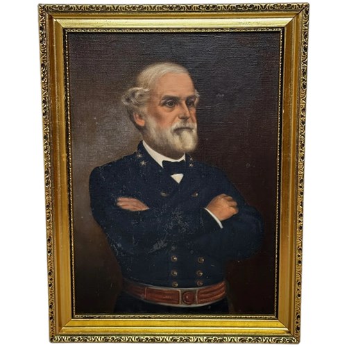 Oil Portrait General Robert E. Lee Commander Army Of Northern Virginia 