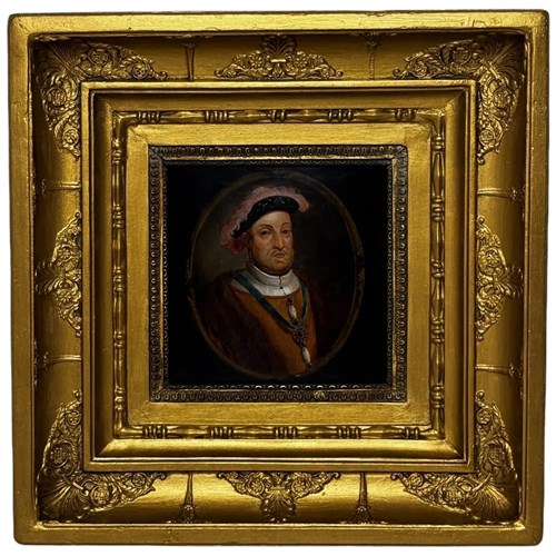 Oil Portrait Of King Henry VIII Circa 18Th Century Wearing Order Of The Garter