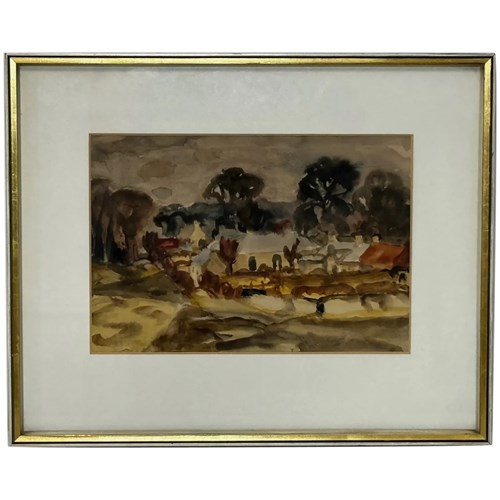 Scottish Painting Temple Village By Sir William George Gillies RSA RA