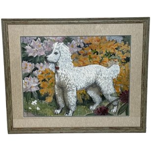 Large Painting White Poodle Dog By ...