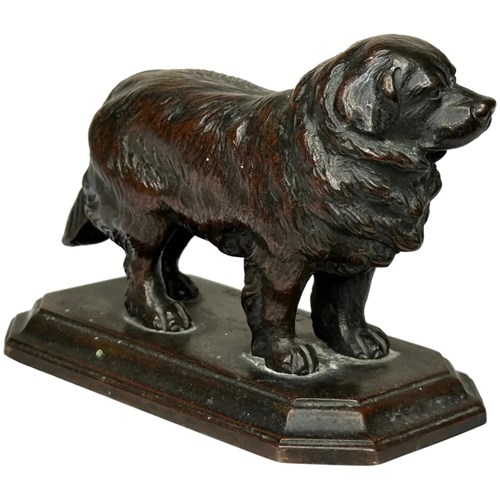 Period Art Deco Bronze Newfoundland Dog Sculpture 