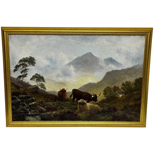 Victorian Pastoral Masterpiece Longhorn Cattle Ben Lawers Loch Tay