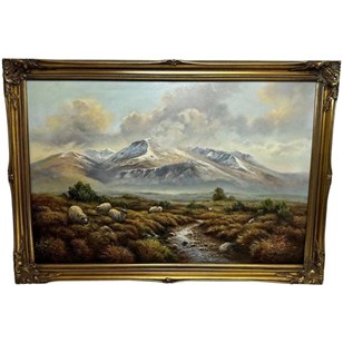 Oil Painting Scottish Highlands She...