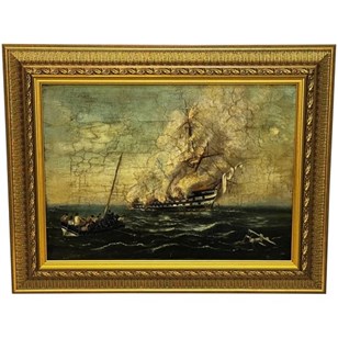 Painting Burning Sinking HMS Bombay...
