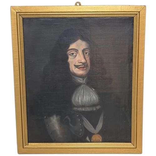 Oil Portrait Of King Charles II Wearing The Royal Garter