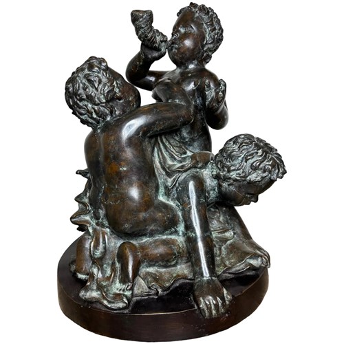French Bronze Group Call Of The Triton Conch Sea Putti After Clodion C1820