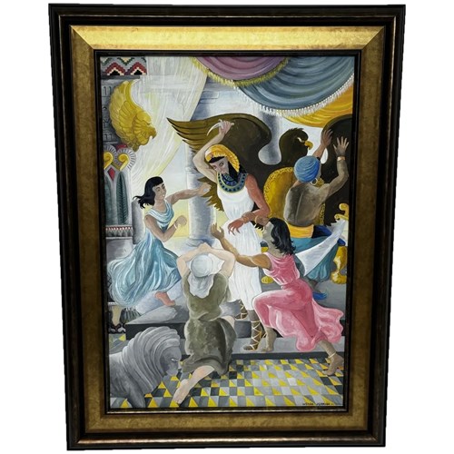 Original Signed Mid-Century Surrealist Painting The Death Of Cleopatra