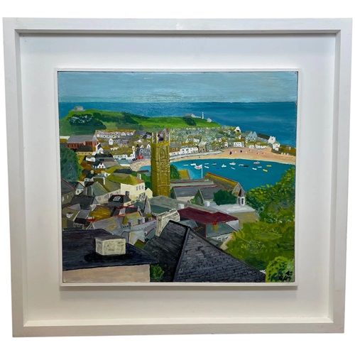 Oil Painting Sunny St Ives Harbour Cornwall 