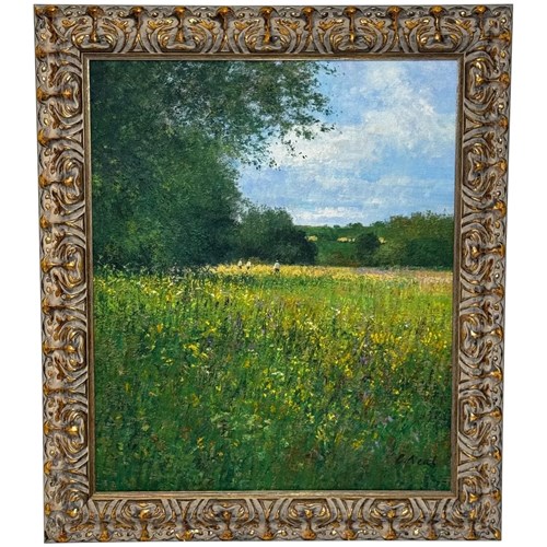Painting Banks Of The Wye Coppet Hill Herefordshire By Charles Neal C1989