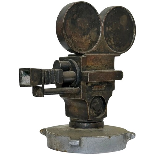 Art Deco Solid Bronze & Chrome Classic Car Movie Director Reel Camera Mascot