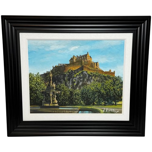 Majesty Of Edinburgh At Dawn: Castle & Ross Fountain Painting Framed