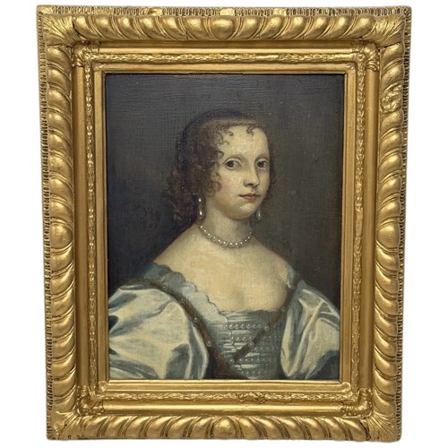17Th Century English School Portrait Of An Aristocratic Lady, Oil On Oak Panel